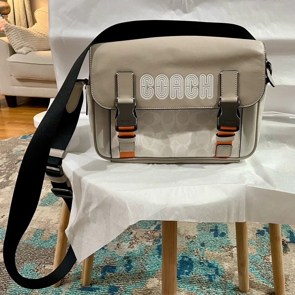 Coach Beige and Orange Messenger Bag - Picture 2 of 10